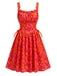50er Vintage Swingkleid mit Blumen und Schnürung