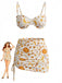 Gelbes 70er Bikini-Set mit Print und Himmlisch