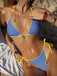 Gelb 80er Bikini-Set & Shorts mit Farbblock und Wendbar