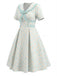 Gelbes & Blaues 50er Kleid mit Peter-Pan-Kragen und Schleife
