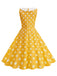 1950er Polka Dot Peter-Pan-Kragen Ärmelloses Kleid