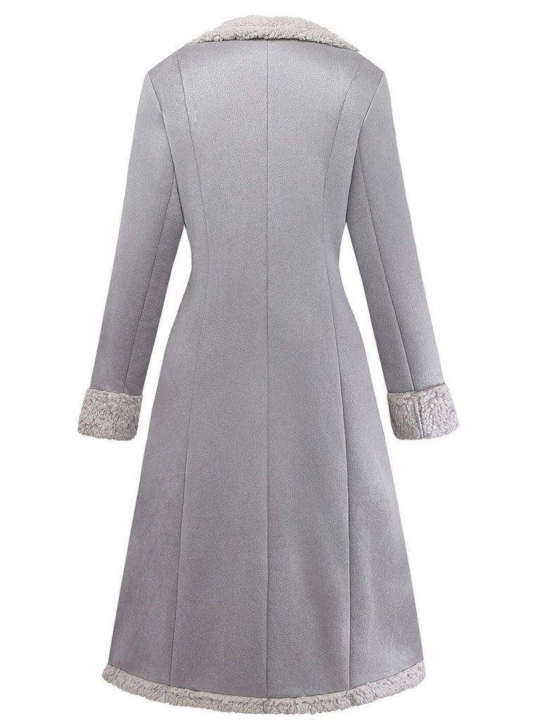 1930er Solide Revers Taste Wildleder Mittellang Mantel