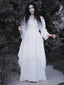 Weiß 1980er Gothic Glockenärmel Unregelmäßiger Saum Kleid