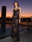 1970er Transparent Celestial Bestickt Pailletten Maxi Cover-Up Kleid