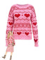 1980er Herz Muster Valentinstag Pullover
