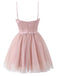 1970er Spaghetti Träger Bogen Tulle Kleid