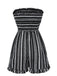 [Vorverkauf] Schwarz 1970er Boho Streifen Bandeau Gesmokt Romper
