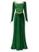 Grün 1930er Shrek im Mittelalterlichen Stil Stickerei Kleid