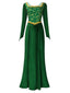 Grün 1930er Shrek im Mittelalterlichen Stil Stickerei Kleid
