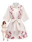 Beige 1950er Botanical Druck Revers Gürtel Romper