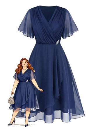bergr-e-marineblau-1940s-brosche-chiffon-wickel-kleid-model