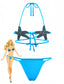 Blau 1980er Halter Seestern Bikini Set