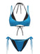 Blauer Bikini mit hohem Bund im Stil der 1950er Jahre – Vintage-Mode, Retro-Stil