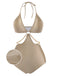 Neckholder-Badeanzug mit Cut-out, Vorderansicht, stilvolles Design für Strand und Pool