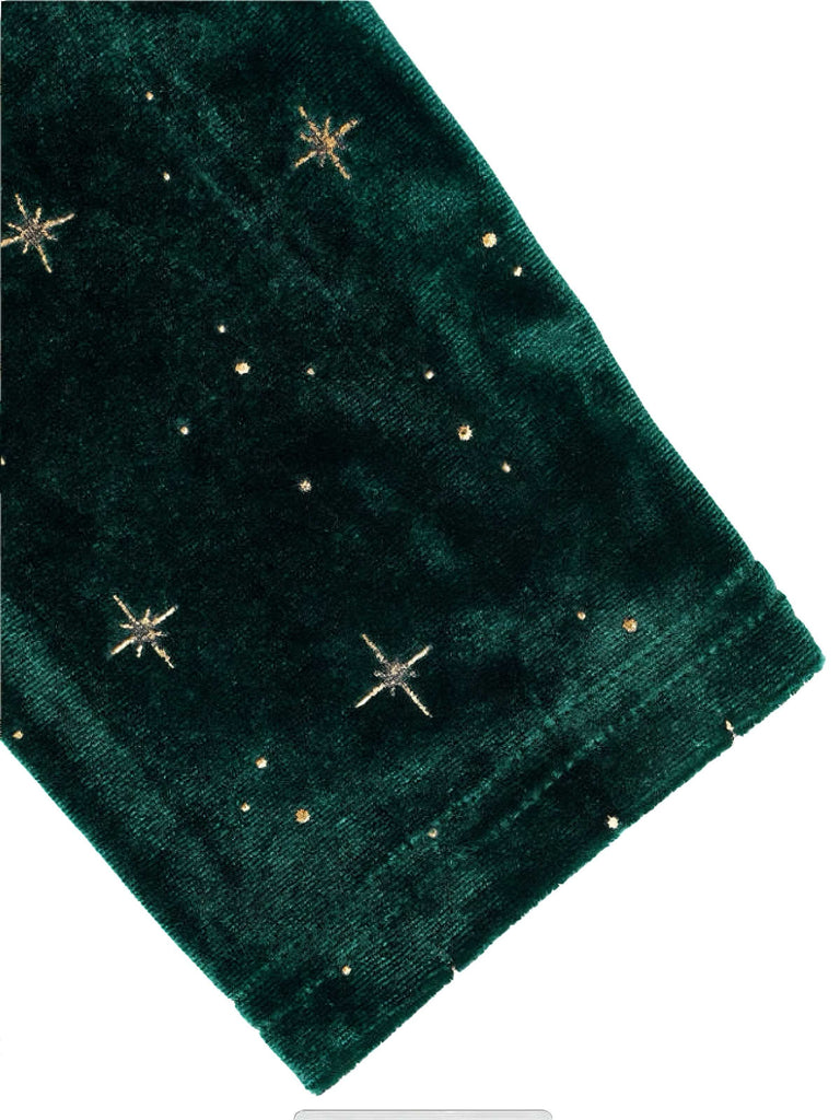 Dunkelgrün 1940er V-Ausschnitt Stern Samt Kleid