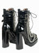 Schwarz Patent Chains Gothic High Heels Stiefel