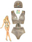[Vorverkauf] 5PCS Gold 1980er Verziert Metallisch Ägyptisch-Inspiriert Bikini Set