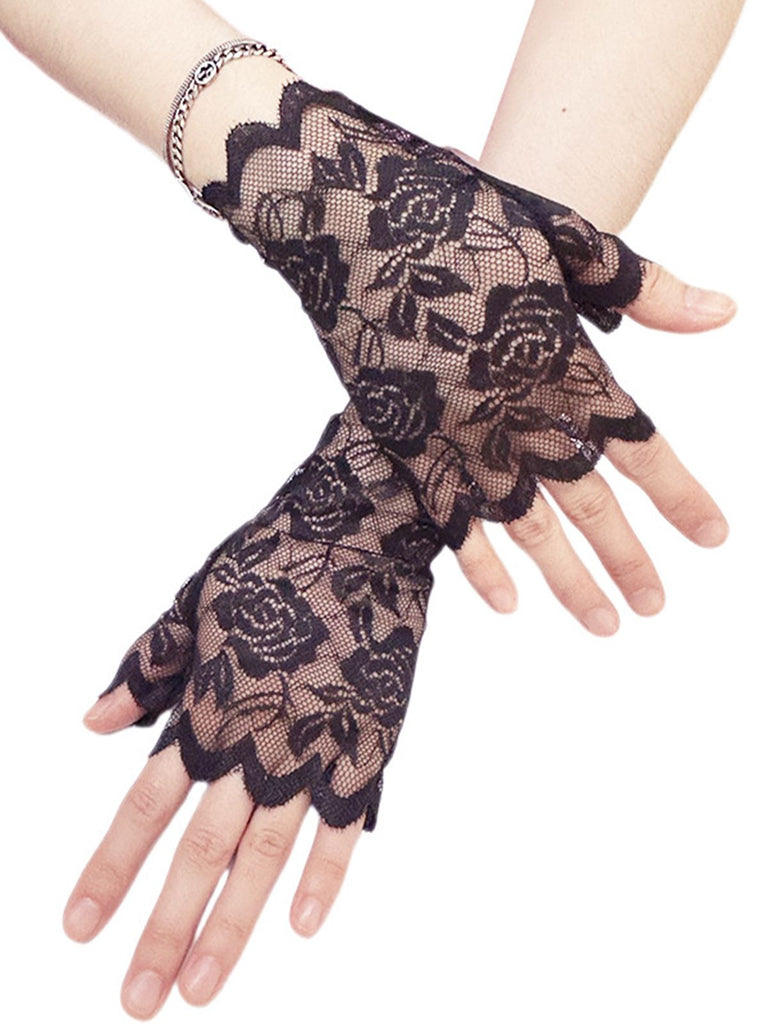 Vintage Rose Spitze Fingerlose Handschuhe – retro stage-German