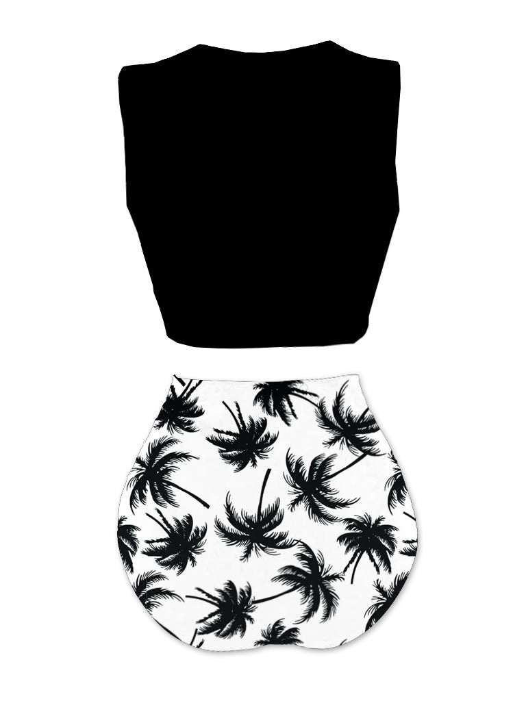 1980er Punk Taillen Tie Skeleton Strand Bikini Set