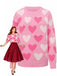 Rosa 1950er Valentinstag Herz Perle Pullover