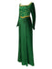 Grün 1930er Shrek im Mittelalterlichen Stil Stickerei Kleid