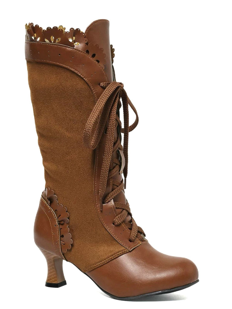 Vintage Schnürung Mittlere Ferse Brogue Knöchel Stiefel