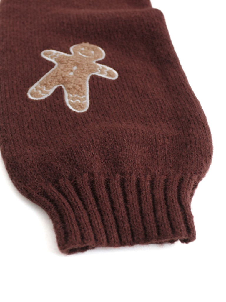 Weiß 1960er Weihnachten Lebkuchenmann Kurz Cardigan