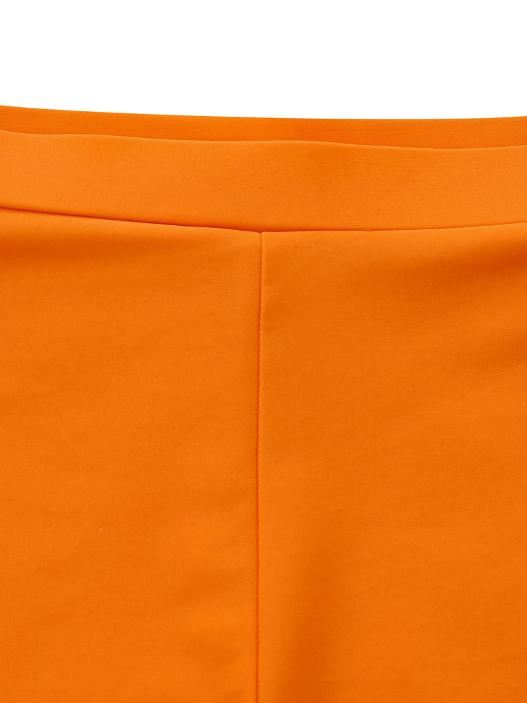 Orange 1960er Blumen Rückenfrei Bikini Set