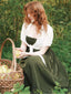 Grünes 50er Set aus gesmoktem Midikleid mit Spaghettiträgern und kurzem Shirt