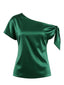 Grün 1930er Uni Satin Einseitig Knoten Top