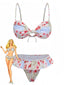 Grün 1950er Blumen Muster Rüschen Bikini Set