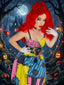 Gelb & Blau 1950er Nightmare Before Christmas Sally Farbblock Kleid