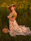 Bunt 1930er Blumen V-Ausschnitt Boho Slip Kleid