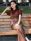 Rot 1930er Netz Patchwork Vertikal Streifen Jumpsuit