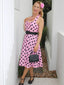 Rosa 50er Kleid mit Polka-Dots und Gürtel
