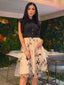 50er Kleid mit Schmetterlings und Patchwork in Schwarz
