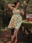 1950er Träger Blumen Schnürung Korsett Kleid