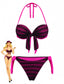 Lila 1960er Halter Streifen Schleife Bikini Set