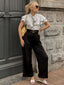 Schwarz 1930er Polka Dots Krawattenhals Jumpsuit