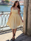 Gelbes 50er Swingkleid mit Struktur und Herz-Ausschnitt