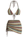 Mehrfarbiges Tankini-Set im Stil der 1970er Jahre mit Print
