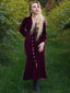 Rot 1930er Samt Perle Laternenärmel Meerjungfrauen Kleid
