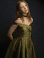 1950ER GRÜNES SCHULTERFREIES VINTAGE Schmetterling KLEID