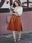 Khaki 1950er Farbblock Langarm Taste Kleid