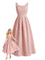 Rosa 1930er Blumen Jacquard Ärmellos Maxi Kleid