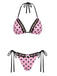 Rosa 1940er Polka Dot Spitze Bikini Set