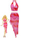 Pinkfarbenes Tankini-Set im Ombré-Stil der 1950er Jahre, 8-teilig
