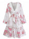 Rosa 1960er Blumen Cutout V-Ausschnitt Spitze Kleid