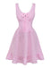 Rosa 1960er Schleife Spitze Vichy-Karo Schnürung Kleid