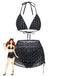 Schwarzes Tankini-Set im Stil der 1950er Jahre mit Raffungen